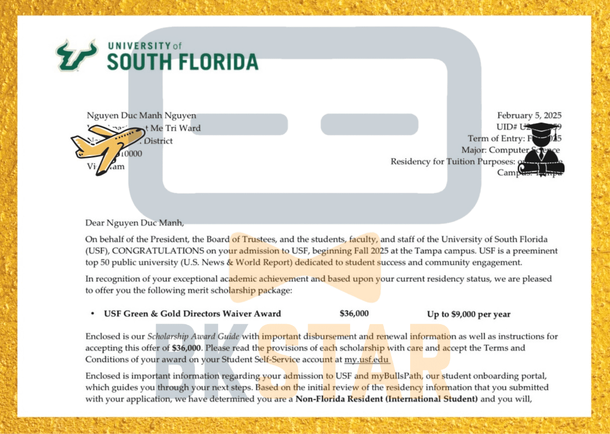 Nguyễn Đức Mạnh – Học sinh BKSTAR nhận học bổng $36,000 từ University of South Florida